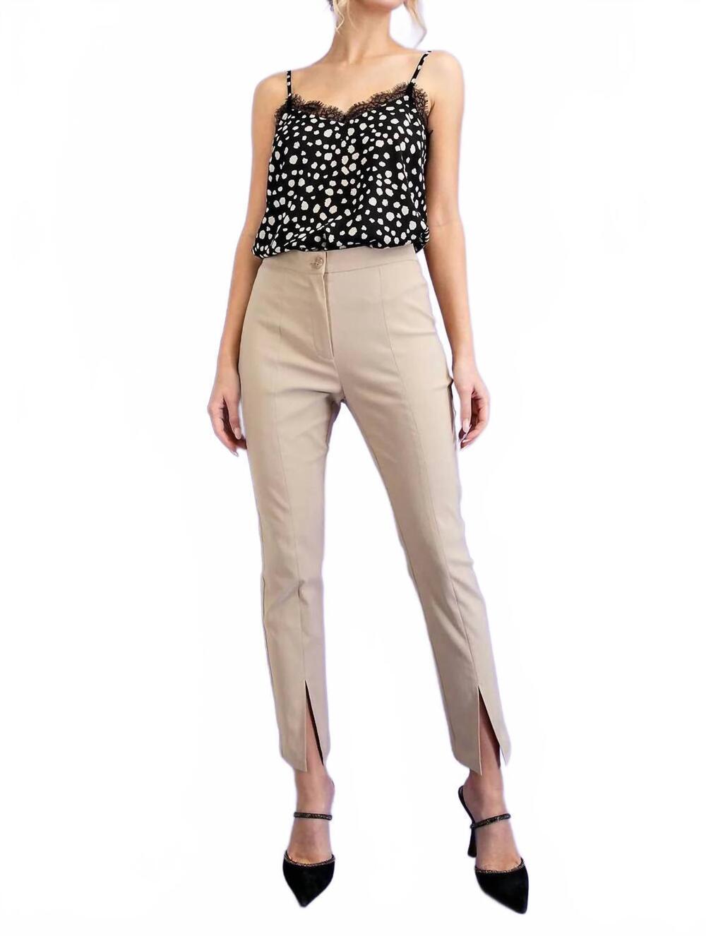 NEW EE:SOME braileigh slim pants with slit in taupe